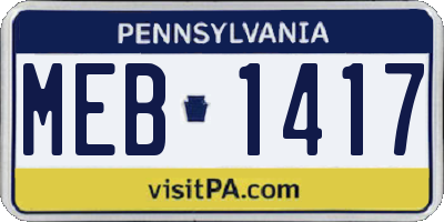 PA license plate MEB1417
