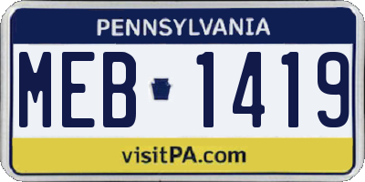 PA license plate MEB1419