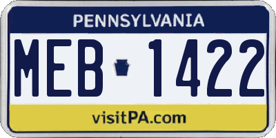 PA license plate MEB1422