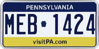 PA license plate MEB1424