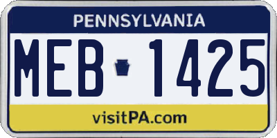 PA license plate MEB1425