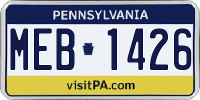 PA license plate MEB1426