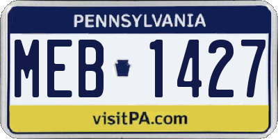 PA license plate MEB1427