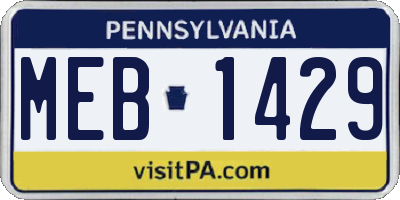 PA license plate MEB1429