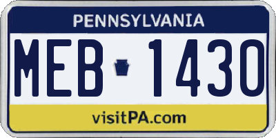 PA license plate MEB1430