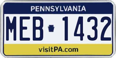 PA license plate MEB1432