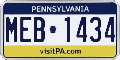 PA license plate MEB1434