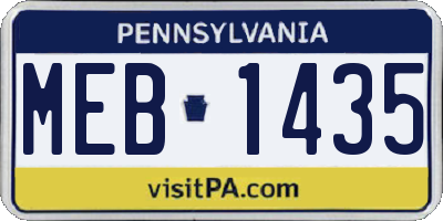 PA license plate MEB1435