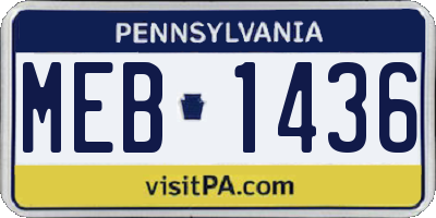 PA license plate MEB1436