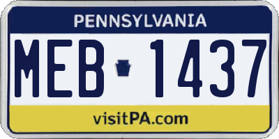 PA license plate MEB1437