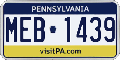 PA license plate MEB1439