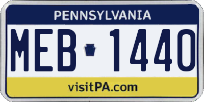 PA license plate MEB1440