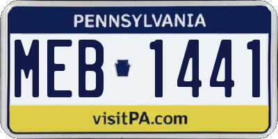 PA license plate MEB1441