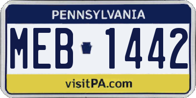 PA license plate MEB1442