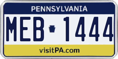 PA license plate MEB1444