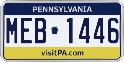 PA license plate MEB1446