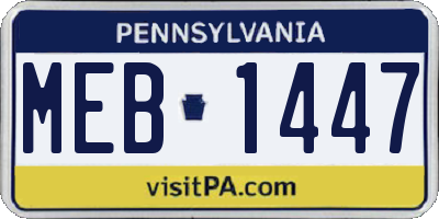 PA license plate MEB1447