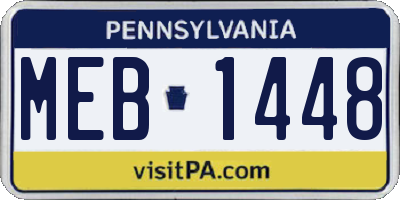 PA license plate MEB1448