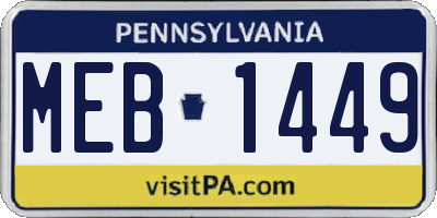 PA license plate MEB1449