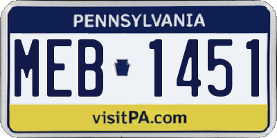 PA license plate MEB1451