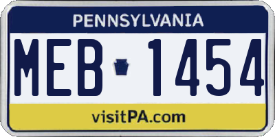 PA license plate MEB1454