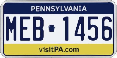 PA license plate MEB1456
