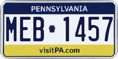 PA license plate MEB1457