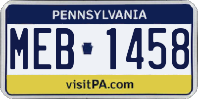 PA license plate MEB1458