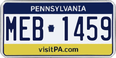 PA license plate MEB1459