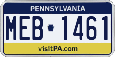 PA license plate MEB1461
