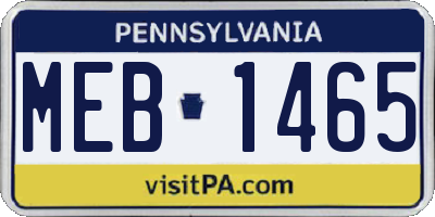 PA license plate MEB1465
