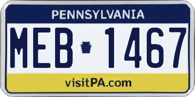 PA license plate MEB1467