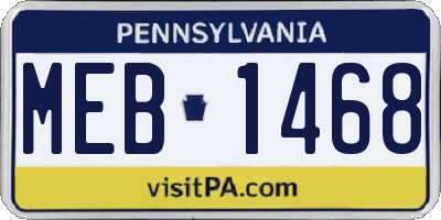 PA license plate MEB1468
