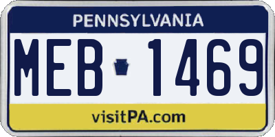 PA license plate MEB1469