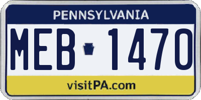 PA license plate MEB1470