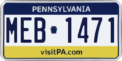 PA license plate MEB1471