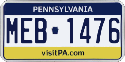 PA license plate MEB1476