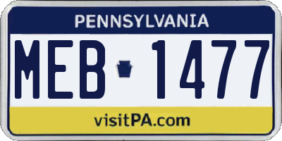 PA license plate MEB1477