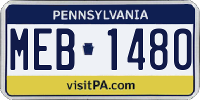 PA license plate MEB1480