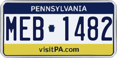 PA license plate MEB1482