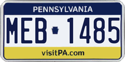 PA license plate MEB1485