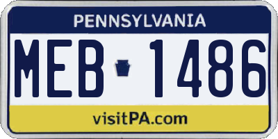 PA license plate MEB1486