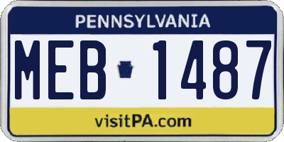 PA license plate MEB1487