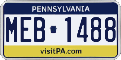 PA license plate MEB1488