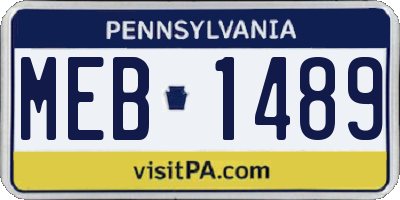 PA license plate MEB1489