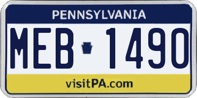 PA license plate MEB1490