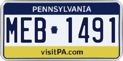 PA license plate MEB1491