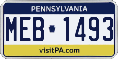 PA license plate MEB1493