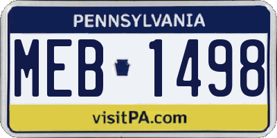PA license plate MEB1498