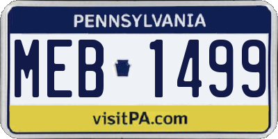 PA license plate MEB1499